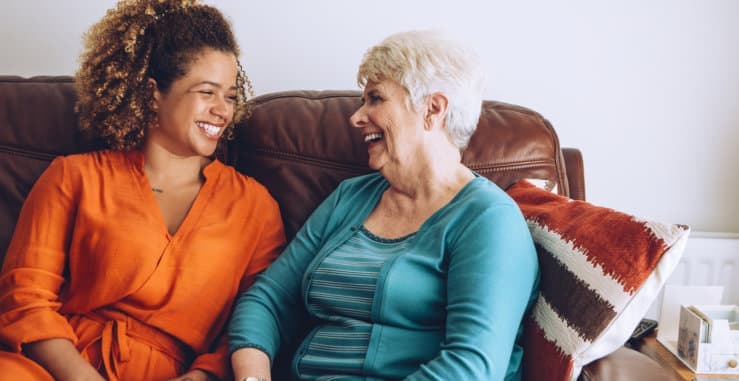 two women laughing