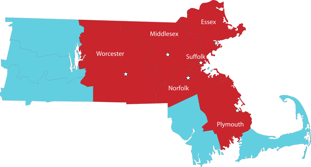 service area of Massachusetts